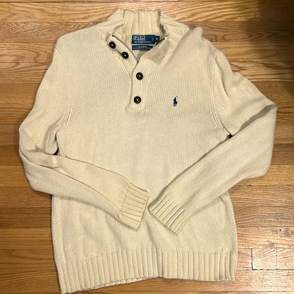 Men’s Polo Ralph Lauren 100% Cotton Sweater. Men’s Medium. Very Warm Color Cream